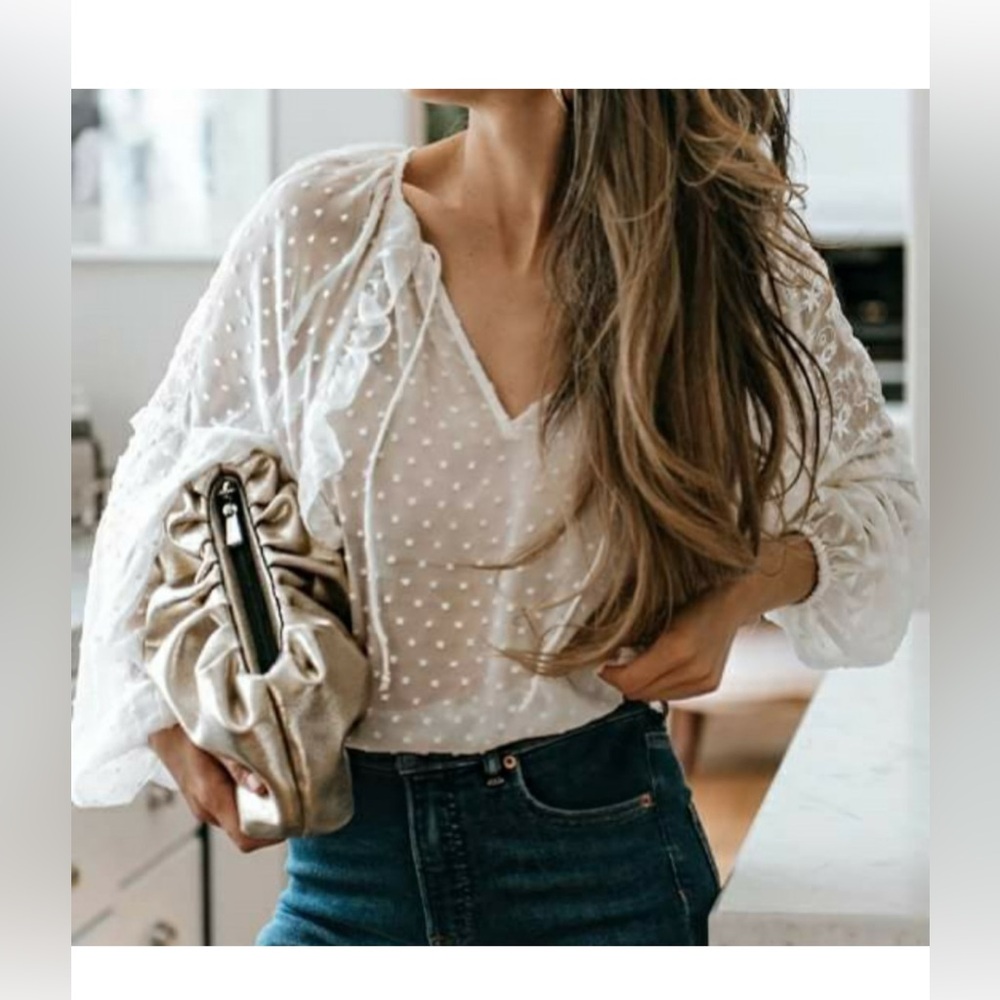 Express Polka Dot Ruffle Blouse